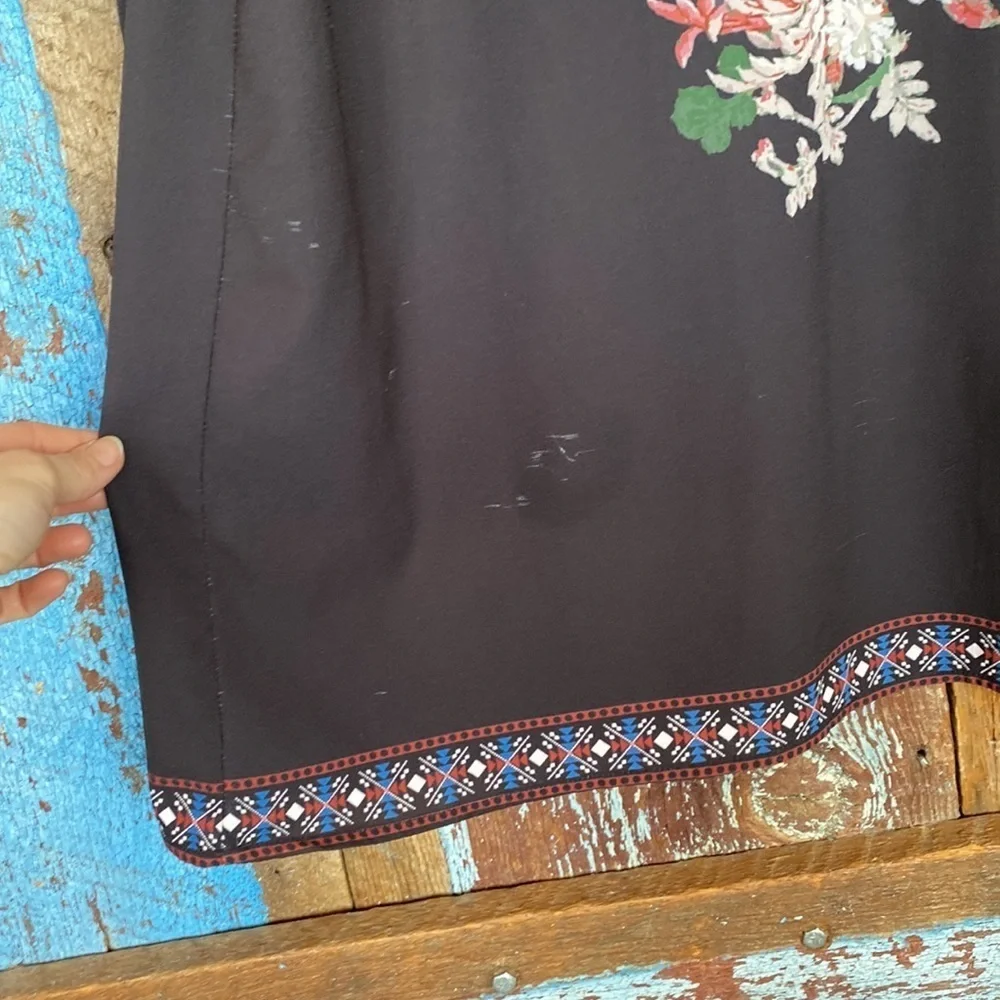 Flying Tomato Boho Kimono Black Floral Festival Cardigan Size M